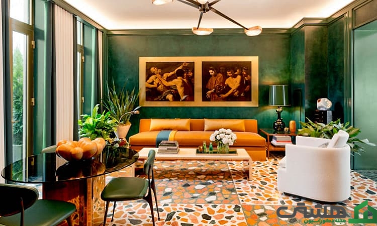 استفاده از دو رنگ پرده اتاق نشیمن