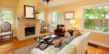 رنگ زرد در دکوراسیون اتاق نشیمن