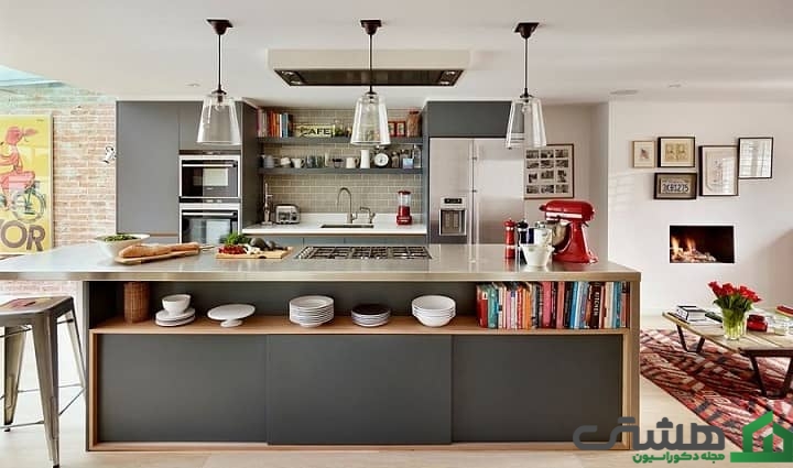 جزیره آشپزخانه شلف‌دار