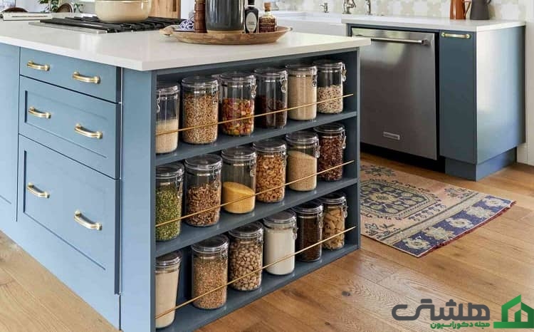 شلف در انتهای جزیره آشپزخانه