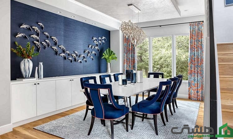 رنگ سرد دکوراسیون اتاق ناهارخوری