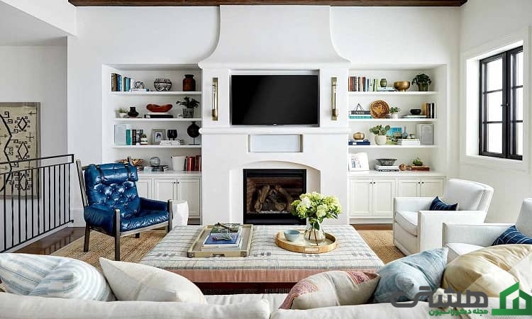 قفسه‌ها در دکوراسیون اتاق نشیمن 