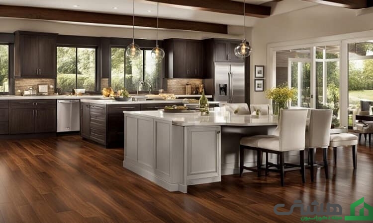 کفپوش آشپزخانه با چوب طبیعی