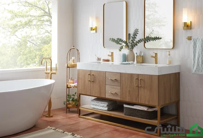 رنگ طلایی در سرویس بهداشتی و حمام