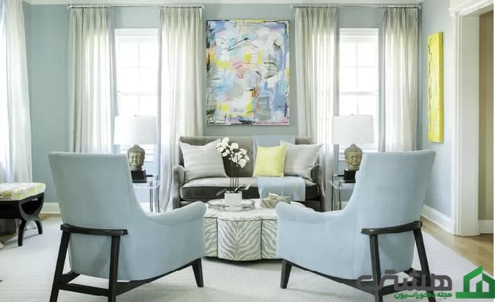 استفاده از  آبی بسیار ملایم در اتاق نشیمن