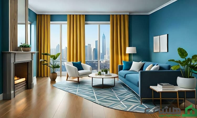 ترکیب رنگ زرد با آبی