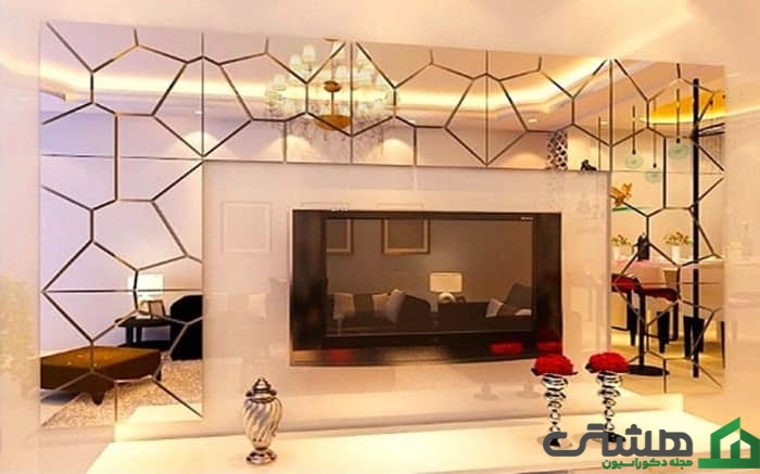 خاص‌ترین مدل‌های آینه‌کاری پشت تلویزیون