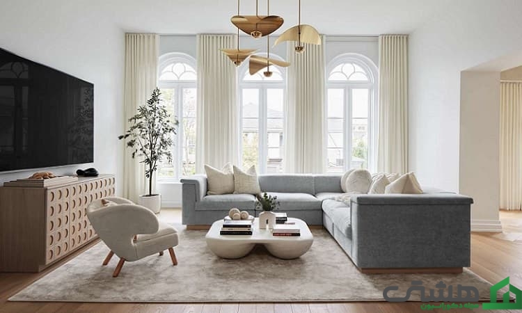 استفاده از رنگ‌های خنثی و طبیعی در اتاق نشیمن مدرن