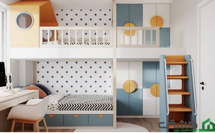 طرح جذاب کاغذ دیواری اتاق مشترک دختر و پسر