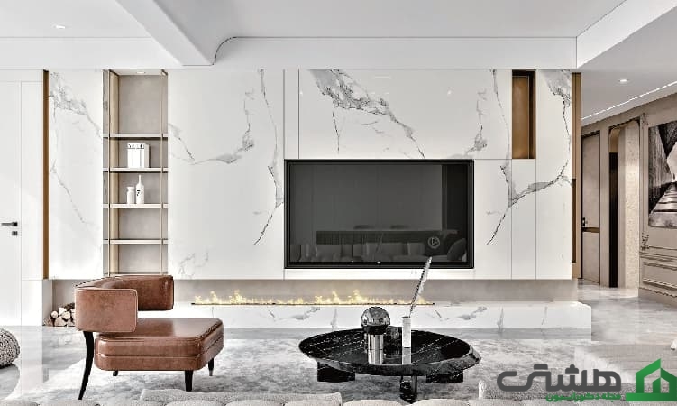 کاغذ دیوای پشت تلویزیون طرح سنگ