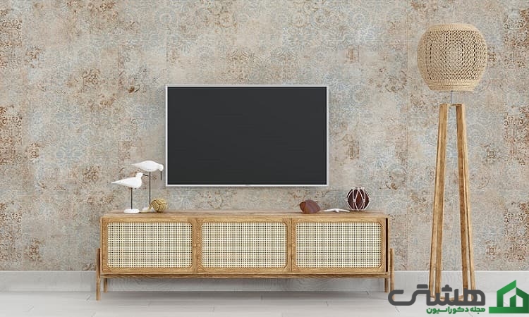 کاغذ دیواری پشت تلویزیون طرح پتینه