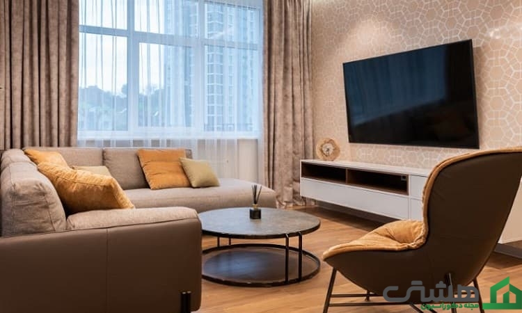 کاغذ دیواری پشت تلویزیون روشن