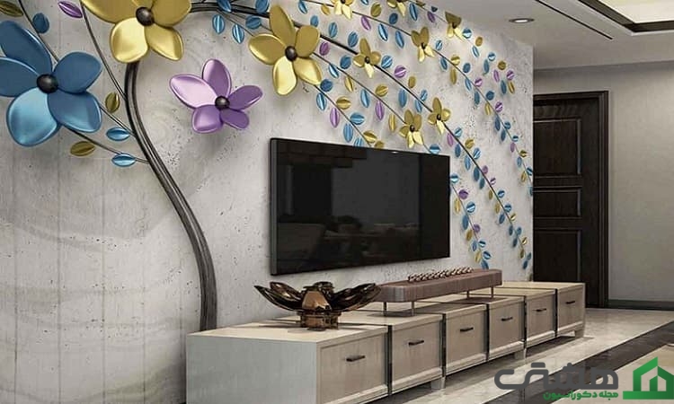 کاغذ دیوای پشت تلویزیون سه بعدی