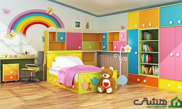 دکوراسیون داخلی اتاق کودک رنگین کمانی