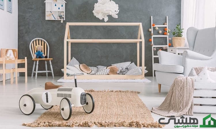 چیدمان اتاق کودک به رنگ قهوه ای ملایم