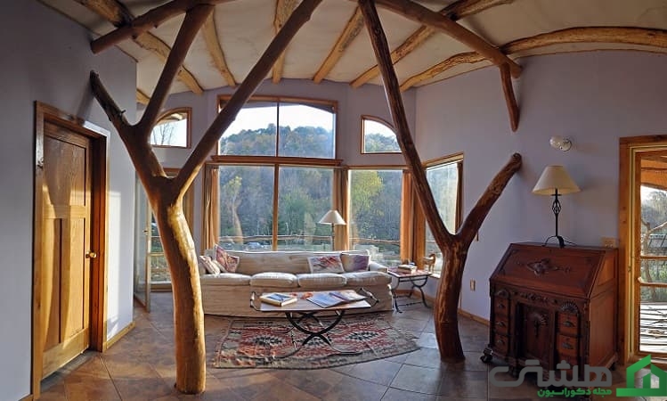 ستون با استفاده از تنه درخت