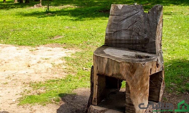 تبدیل تنه درخت به مبلمان باغی