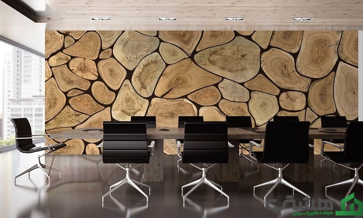 تزیین دیوار با استفاده از تنه درخت