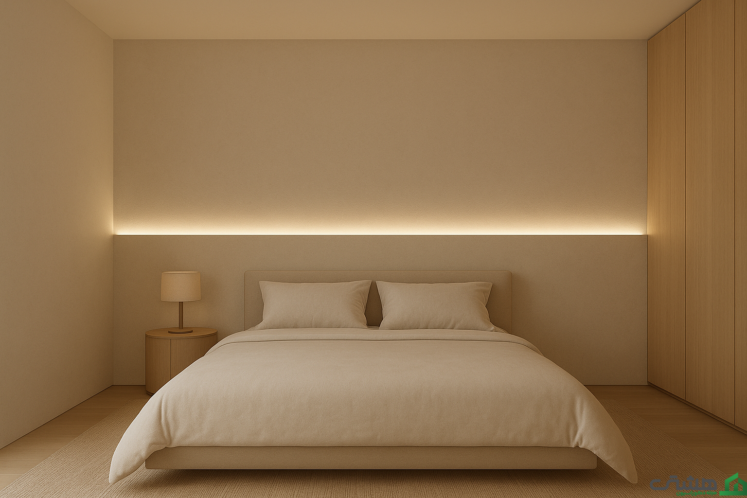 دکوراسیون با نور خطی در اتاق خواب مدرن