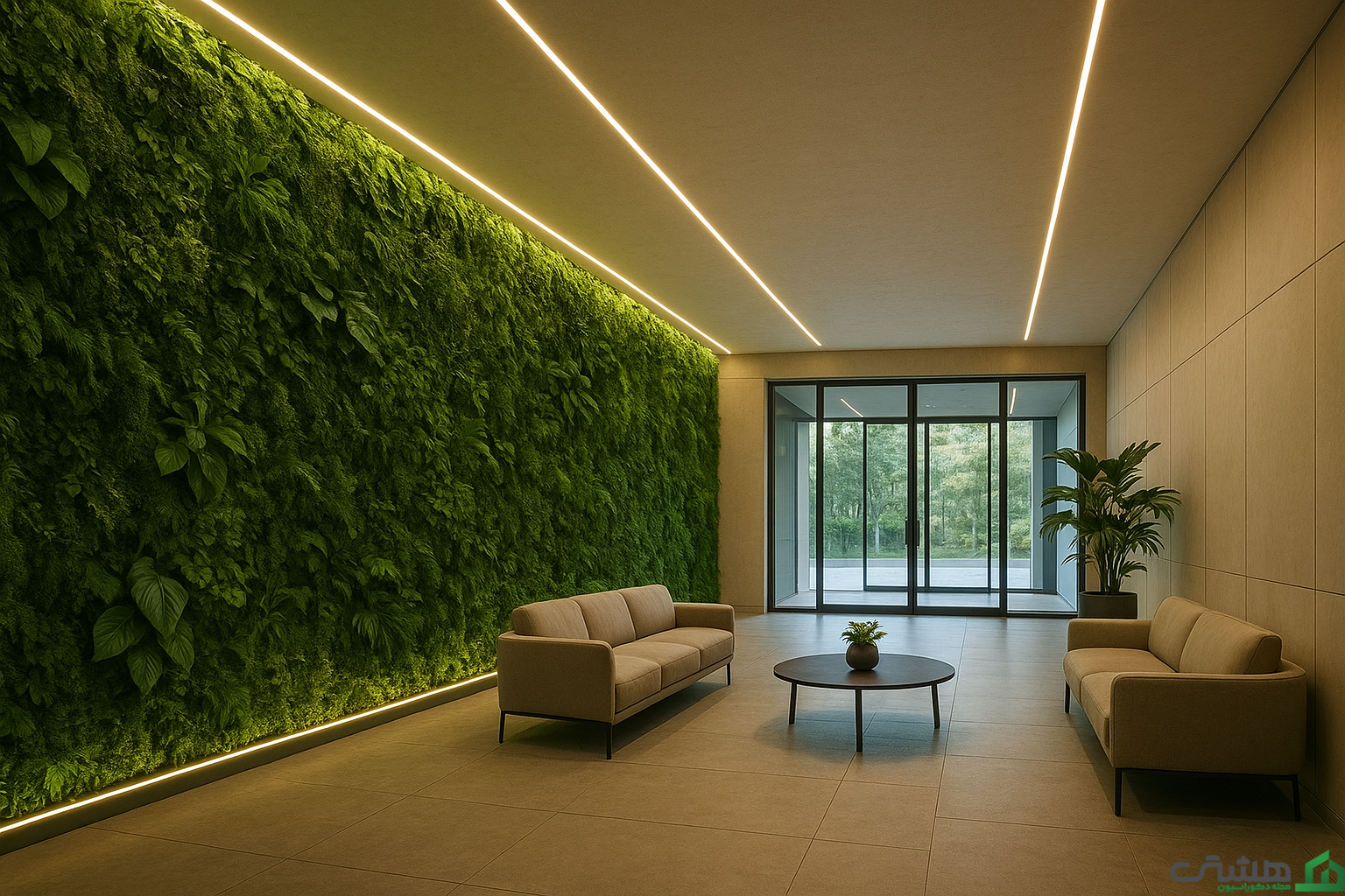 نور خطی در لابی ساختمان